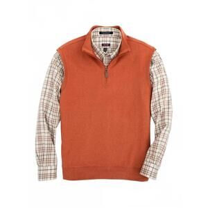 NEW BATTON men's quarter zip sweater vest in burnt orange